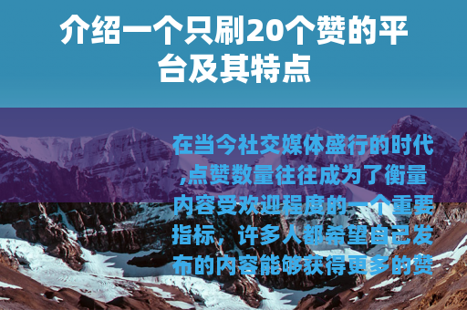 介绍一个只刷20个赞的平台及其特点