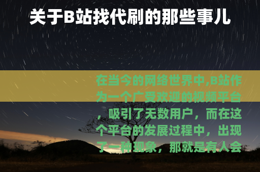 关于B站找代刷的那些事儿