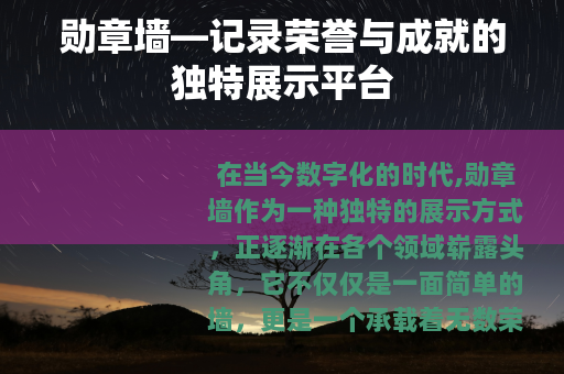 勋章墙—记录荣誉与成就的独特展示平台