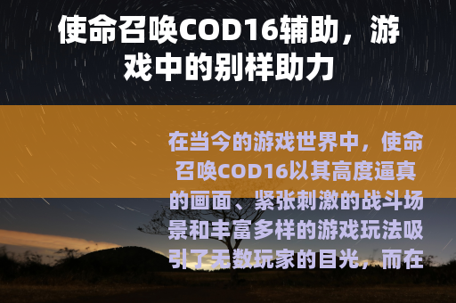 使命召唤COD16辅助，游戏中的别样助力