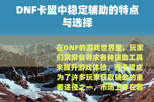 DNF卡盟中稳定辅助的特点与选择
