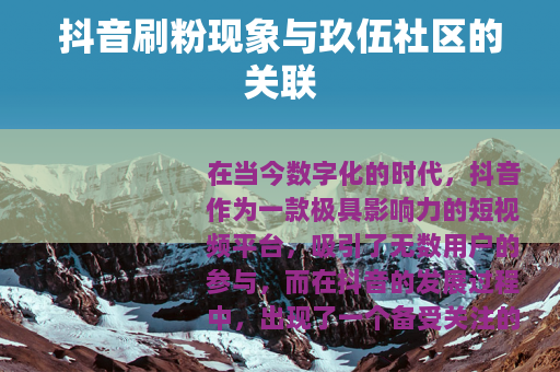 抖音刷粉现象与玖伍社区的关联