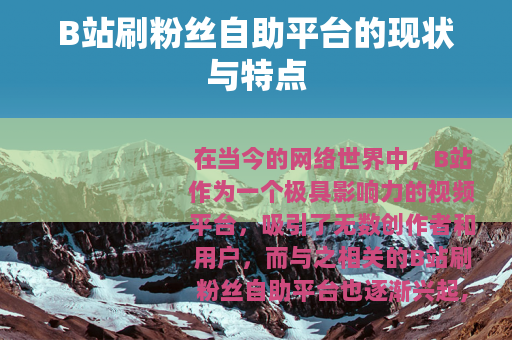 B站刷粉丝自助平台的现状与特点