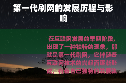第一代刷网的发展历程与影响