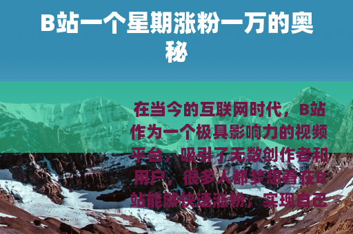 B站一个星期涨粉一万的奥秘