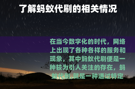 了解蚂蚁代刷的相关情况