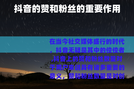 抖音的赞和粉丝的重要作用