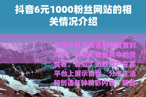 抖音6元1000粉丝网站的相关情况介绍