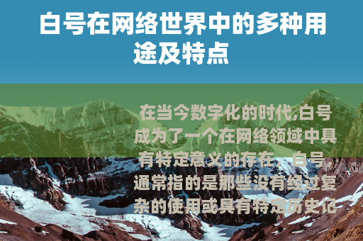 白号在网络世界中的多种用途及特点