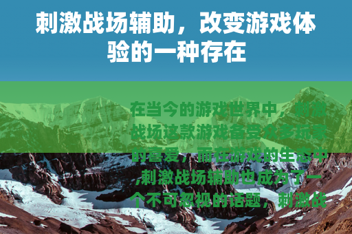 刺激战场辅助，改变游戏体验的一种存在