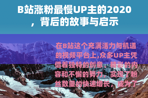B站涨粉最慢UP主的2020，背后的故事与启示