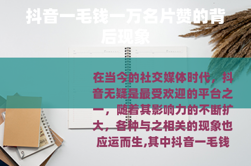 抖音一毛钱一万名片赞的背后现象