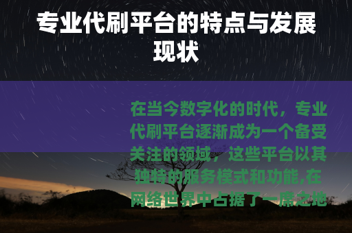 专业代刷平台的特点与发展现状
