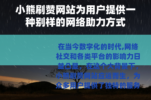 小熊刷赞网站为用户提供一种别样的网络助力方式