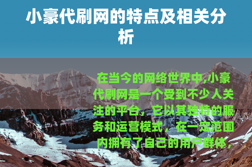 小豪代刷网的特点及相关分析