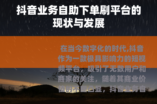 抖音业务自助下单刷平台的现状与发展