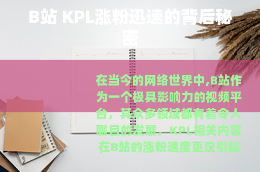 B站 KPL涨粉迅速的背后秘密