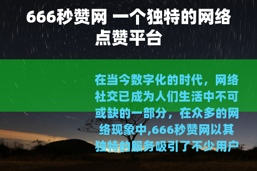 666秒赞网 一个独特的网络点赞平台