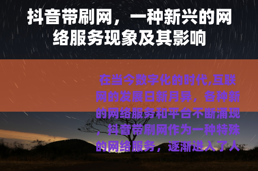 抖音带刷网，一种新兴的网络服务现象及其影响