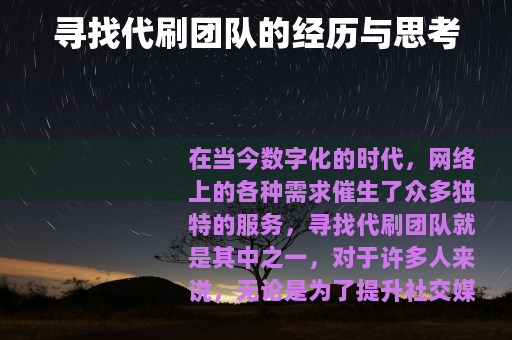 寻找代刷团队的经历与思考