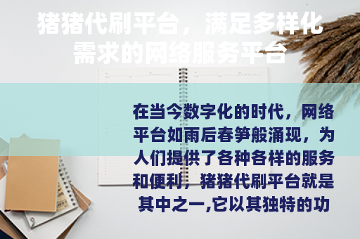 猪猪代刷平台，满足多样化需求的网络服务平台