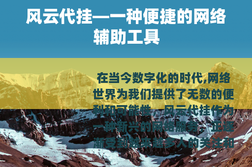 风云代挂—一种便捷的网络辅助工具