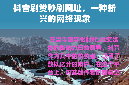 抖音刷赞秒刷网址，一种新兴的网络现象