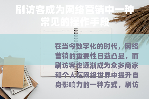 刷访客成为网络营销中一种常见的操作手段
