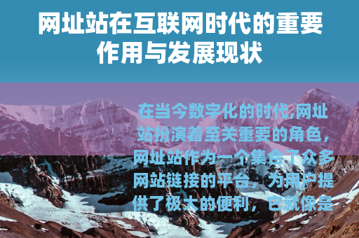 网址站在互联网时代的重要作用与发展现状
