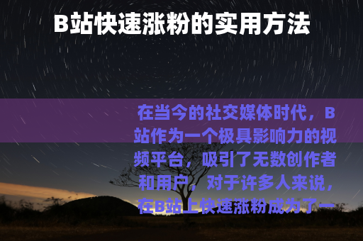 B站快速涨粉的实用方法