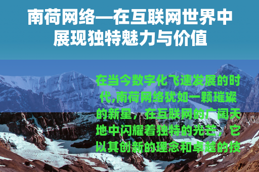 南荷网络—在互联网世界中展现独特魅力与价值