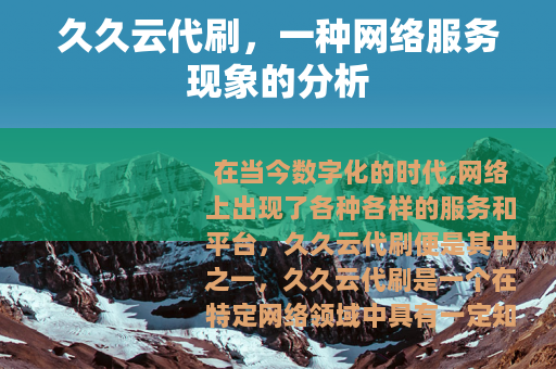 久久云代刷，一种网络服务现象的分析