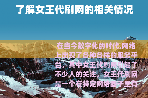 了解女王代刷网的相关情况