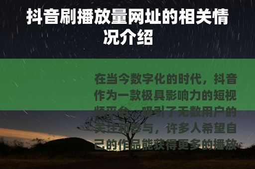 抖音刷播放量网址的相关情况介绍