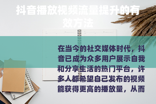 抖音播放视频流量提升的有效方法