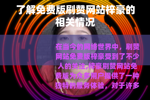 了解免费版刷赞网站梓豪的相关情况