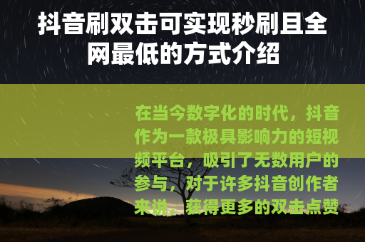 抖音刷双击可实现秒刷且全网最低的方式介绍
