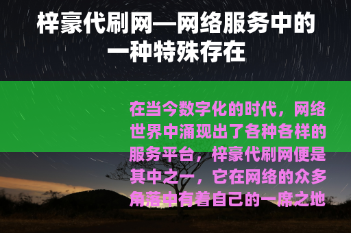 梓豪代刷网—网络服务中的一种特殊存在