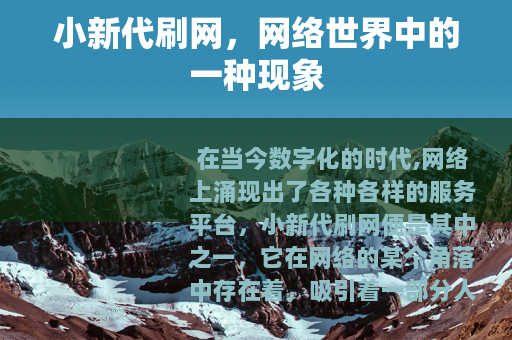 小新代刷网，网络世界中的一种现象