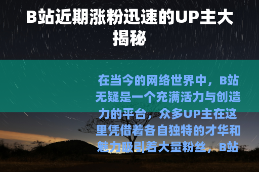 B站近期涨粉迅速的UP主大揭秘