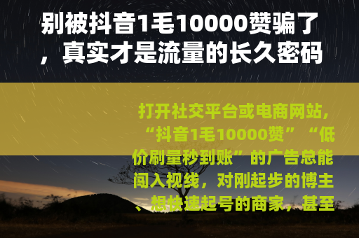 别被抖音1毛10000赞骗了，真实才是流量的长久密码