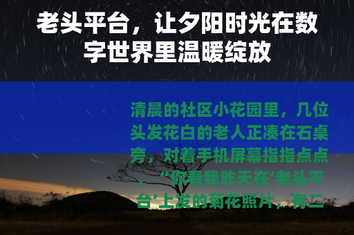 老头平台，让夕阳时光在数字世界里温暖绽放