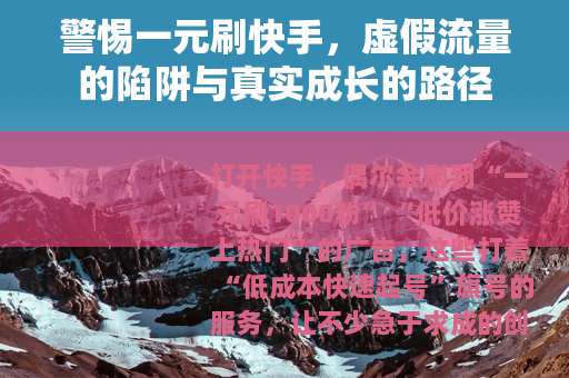 警惕一元刷快手，虚假流量的陷阱与真实成长的路径