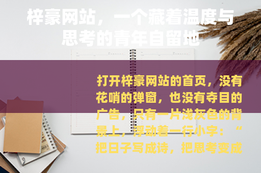 梓豪网站，一个藏着温度与思考的青年自留地