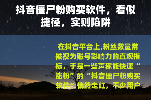 抖音僵尸粉购买软件，看似捷径，实则陷阱