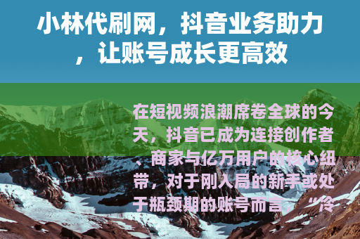 小林代刷网，抖音业务助力，让账号成长更高效
