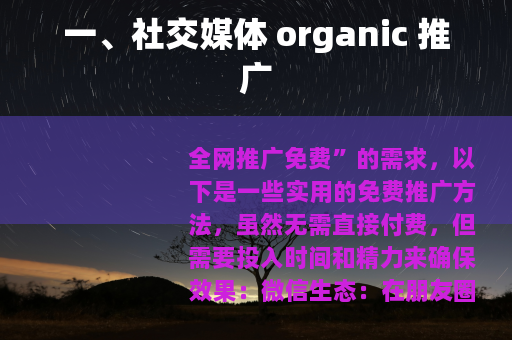 一、社交媒体 organic 推广
