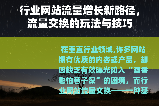 行业网站流量增长新路径，流量交换的玩法与技巧