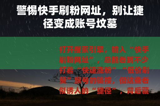 警惕快手刷粉网址，别让捷径变成账号坟墓