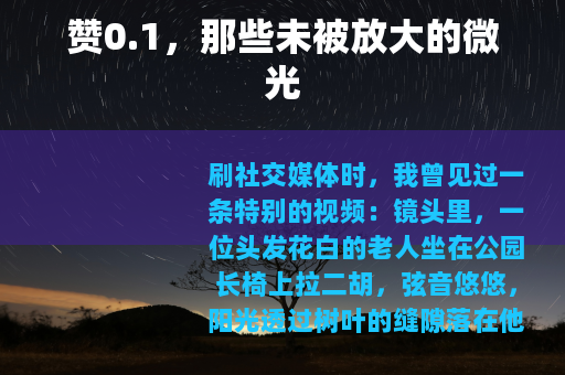 赞0.1，那些未被放大的微光